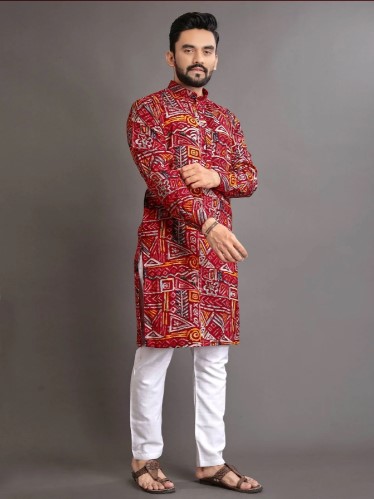Printed Cotton Kurta and Pajama Set